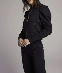 Alternative view of We Are Sundays NWT Raven Black Puff Sleeve Zip Front Bomber Jacket XS