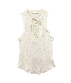 Alternative view of Ulla Johnson Evangeline Top XS Ivory Lace Up Sleeveless Ribbed Knit Tank NWT