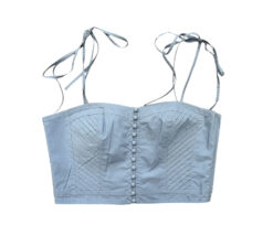 Alternative view of Ulla Johnson Quinn Top Shore Blue Cotton Poplin Tie Strap Bustier Size 4 NWT