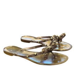 Valentino Garavani Rockstud Glitter PVC Jelly Bow Thong Flat Sandals Size 38