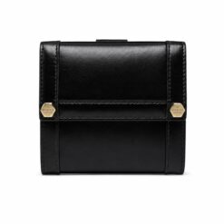 Gucci Vintage Black Calfskin Leather GG Studded Compact Wallet Italy