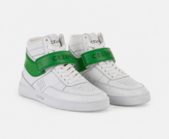 CELINE CT-03 High Top Sneakers White Green Leather Logo Shoes EU 41