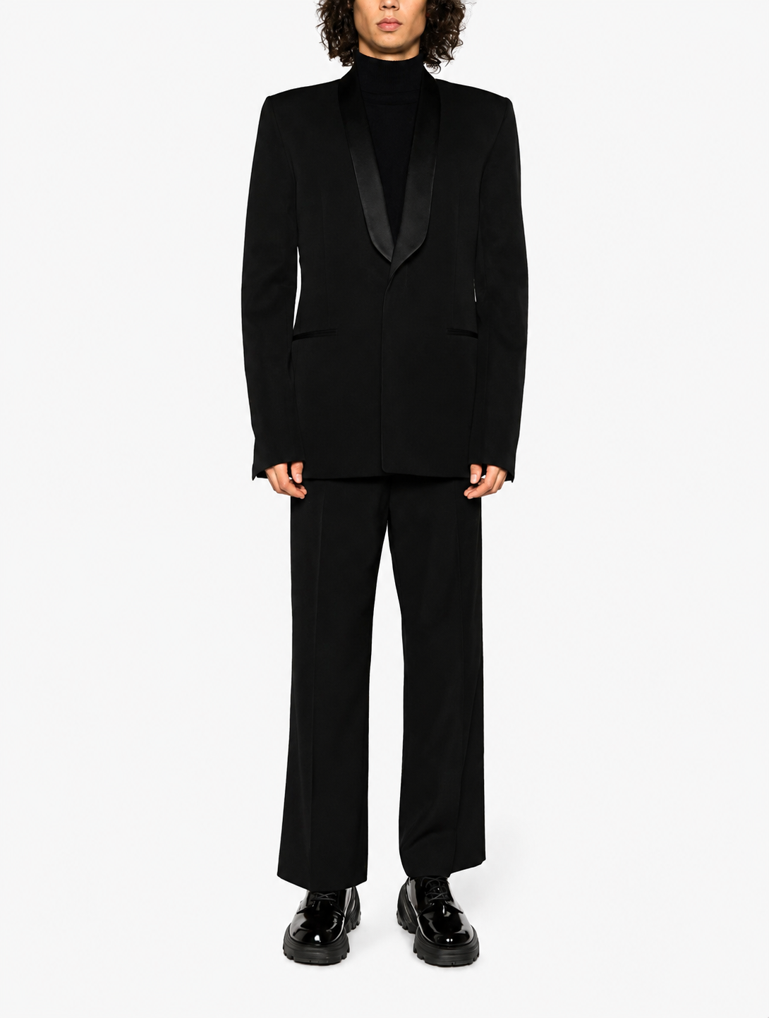 Givenchy Men's Black Wool Tuxedo Suit Satin Shawl Lapel Pants Italy 56 NWT