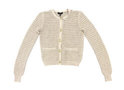 Alternative view of Rag & Bone Marlee Beige Open Knit Cotton Blend Cardigan Sweater Gold Button XS