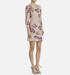 Alternative view of A.L.C. Grace Pink Floral Silk Cowl Neck Mini Dress Ruched Sleeve Size 4