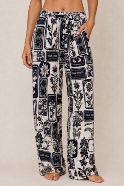 Agua Bendita Frank Batik Print Pants Size Small Wide Leg Pull On Boho Resort