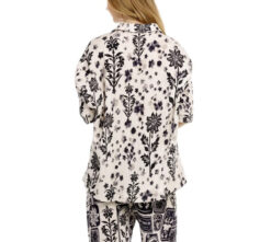 Alternative view of Agua Bendita Keshi Batik Shirt Black White Floral Button Down Top Small Resort