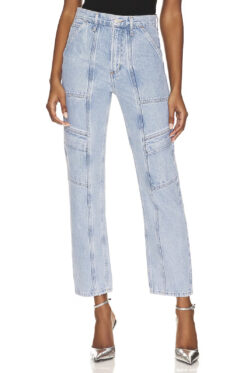 AGOLDE Cooper High Rise Utility Cargo Jeans Light Wash Carpenter Denim Size 23