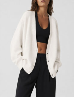 Alo Yoga Scholar Cardigan Sweater Ivory Oversized Unisex Knit Size Small S