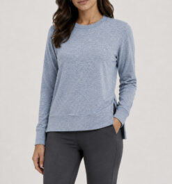 ALO Yoga Glimpse Long Sleeve Top S Blue High Low Side Slit Pullover Athleisure