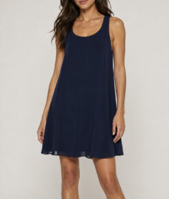 Alice + Olivia Navy Blue Chiffon Racerback Swing Trapeze Mini Dress Size Small