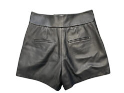 Alternative view of Alice + Olivia Cady Black Lamb Leather High Rise Shorts Size 0