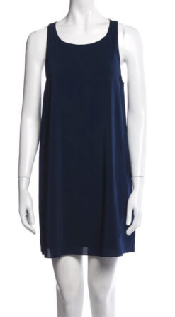 Alternative view of Alice + Olivia Navy Blue Chiffon Racerback Swing Trapeze Mini Dress Size Small