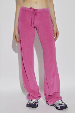 Balenciaga Pink Terry Low Rise Drawstring Wide Leg Track Pants Size Medium