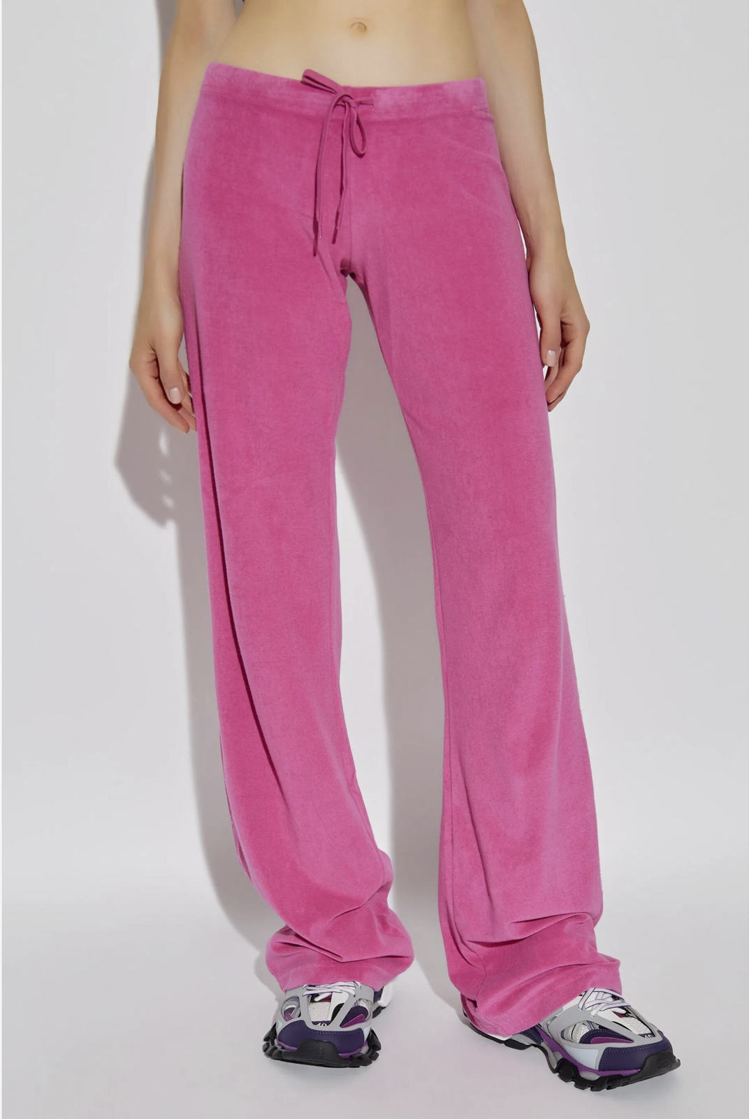 Balenciaga Pink Terry Low Rise Drawstring Wide Leg Track Pants Size Medium