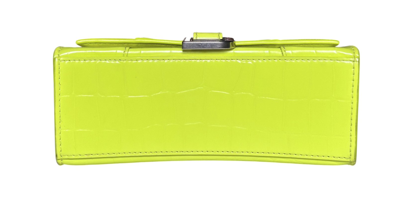 Balenciaga Hourglass XS Fluo Yellow Croc Embossed Leather Top Handle Bag Italy - Image 7