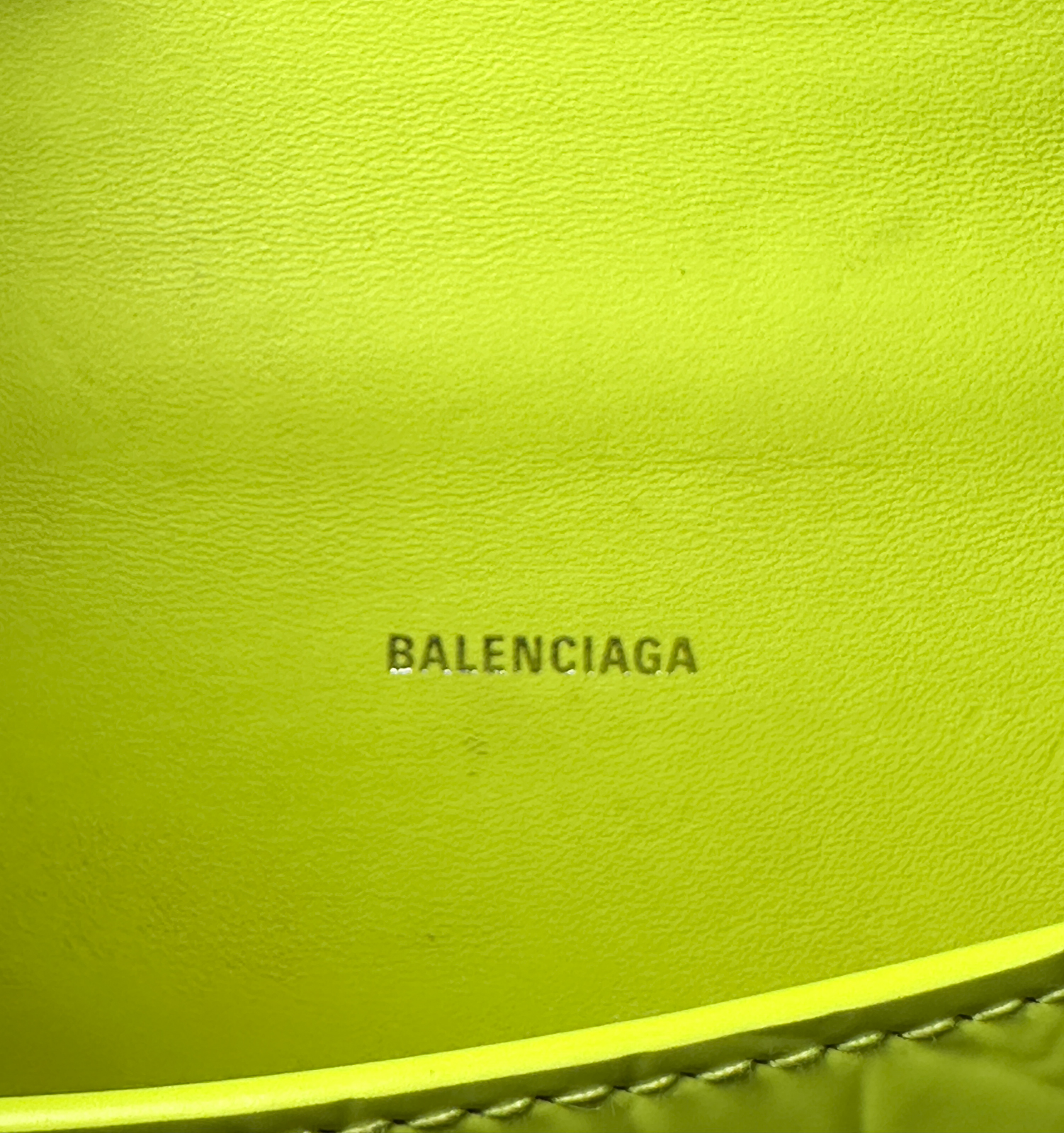 Balenciaga Hourglass XS Fluo Yellow Croc Embossed Leather Top Handle Bag Italy - Image 13