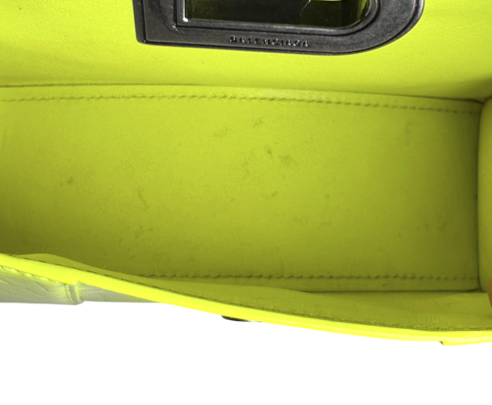 Balenciaga Hourglass XS Fluo Yellow Croc Embossed Leather Top Handle Bag Italy - Image 8