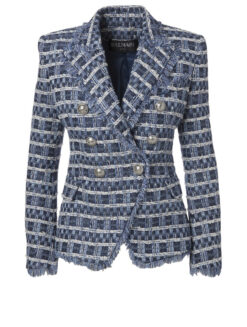 Alternative view of Balmain NWT Blue Tweed Double Breasted Blazer Jacket FR 42 US 10 $3995