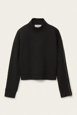 Alternative view of ba&sh Daky Black Cropped Sweatshirt Side Zip Long Sleeve Pullover XS