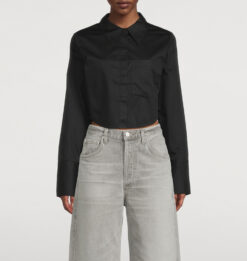 Citizens of Humanity Bea Cropped Shirt Black Cotton Button Up Women's XS