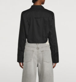 Alternative view of Citizens of Humanity Bea Cropped Shirt Black Cotton Button Up Women's XS
