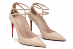 Christian Louboutin Conclusive 100 Nude Leather Double Ankle Strap Pumps 38.5 NIB