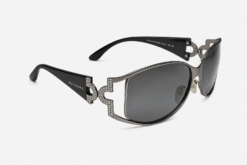 BVLGARI BV 6002-B Black Crystal Logo Sunglasses Women Italy w/ Case