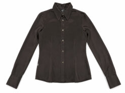 Alternative view of Just Cavalli Brown Satin Snap Front Blouse Shirt Long Sleeve Y2K Size M