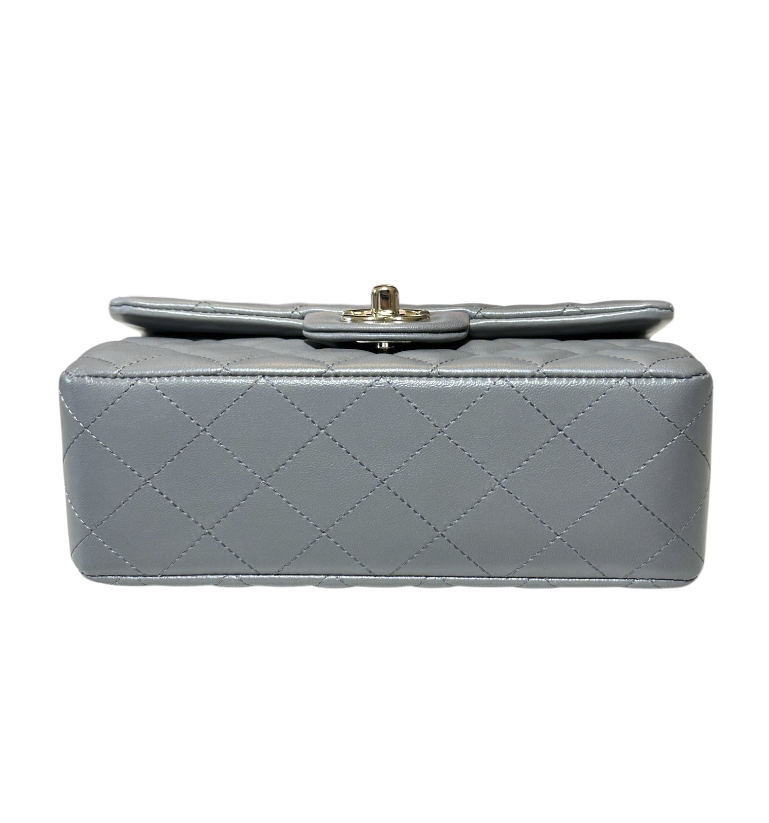 CHANEL 22A Mini Rectangular Classic Flap Grey Lambskin Gold Hardware NWT - Image 6