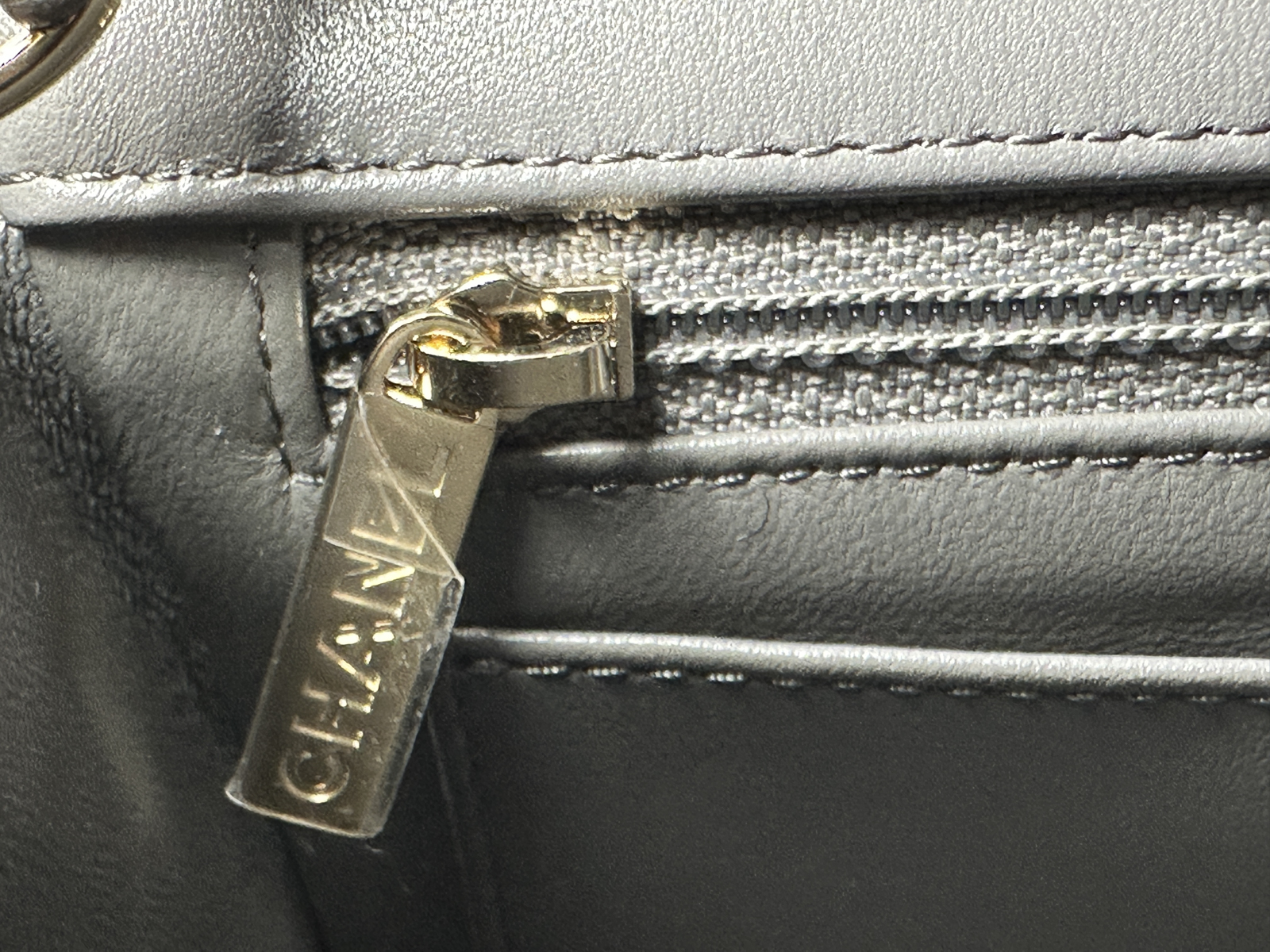 CHANEL 22A Mini Rectangular Classic Flap Grey Lambskin Gold Hardware NWT - Image 10