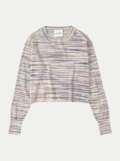 Alternative view of Closed Pique Knit Long Sleeve Crew Neck Multicolor Striped Top XS