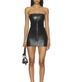 CULTNAKED Dazed Black Lamb Leather Strapless Mini Dress Size Small