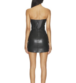 Alternative view of CULTNAKED Dazed Black Lamb Leather Strapless Mini Dress Size Small