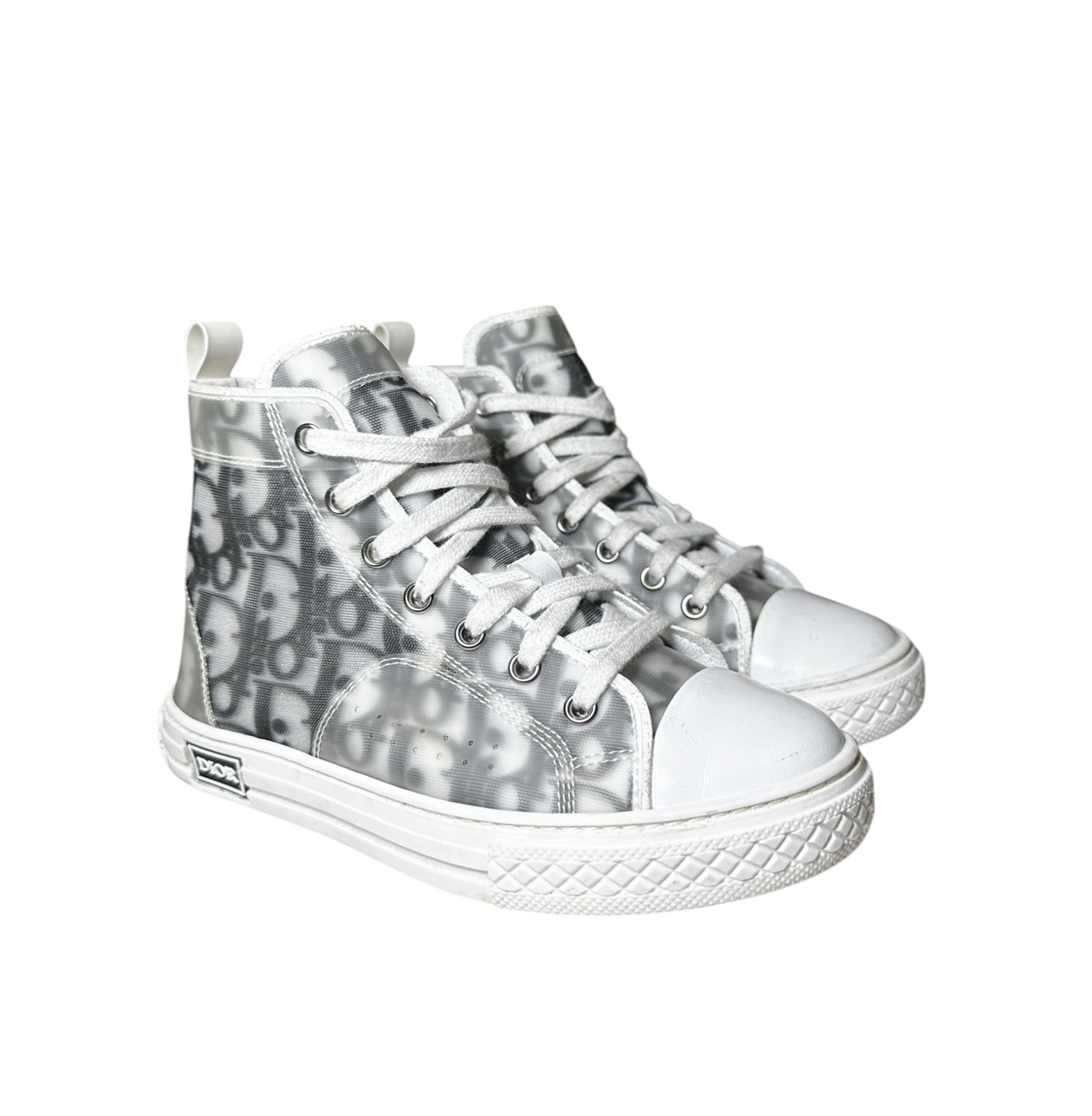 Dior Kids B23 League High Top Sneakers White Black Oblique EU 30