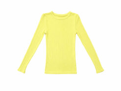 Alternative view of Enza Costa Silk Bold Ribbed Long Sleeve Crew Neck Top Neon Yellow XS Made in USA