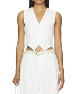 Enza Costa White French Linen Tailored Vest Sleeveless NWT Size 0