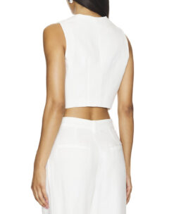 Alternative view of Enza Costa White French Linen Tailored Vest Sleeveless NWT Size 0