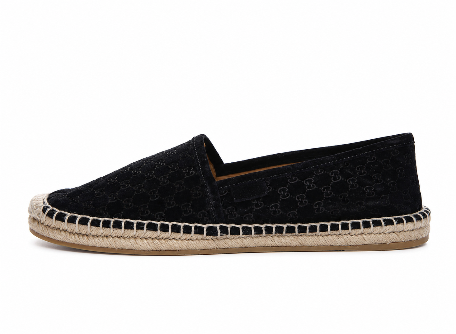 Gucci GG Monogram Black Suede Microguccissima Espadrille Flats Shoes Size 37 - Image 3