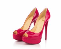 Christian Louboutin Lady Peep 150 Hot Pink Patent Platform Pumps Heels 39.5 NIB