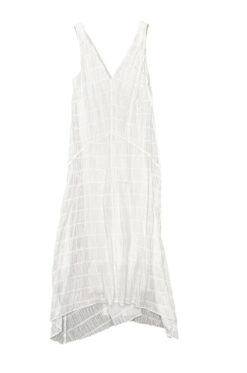 Alternative view of FRAME Savannah Smocked V Neck White Maxi Dress Sleeveless XS