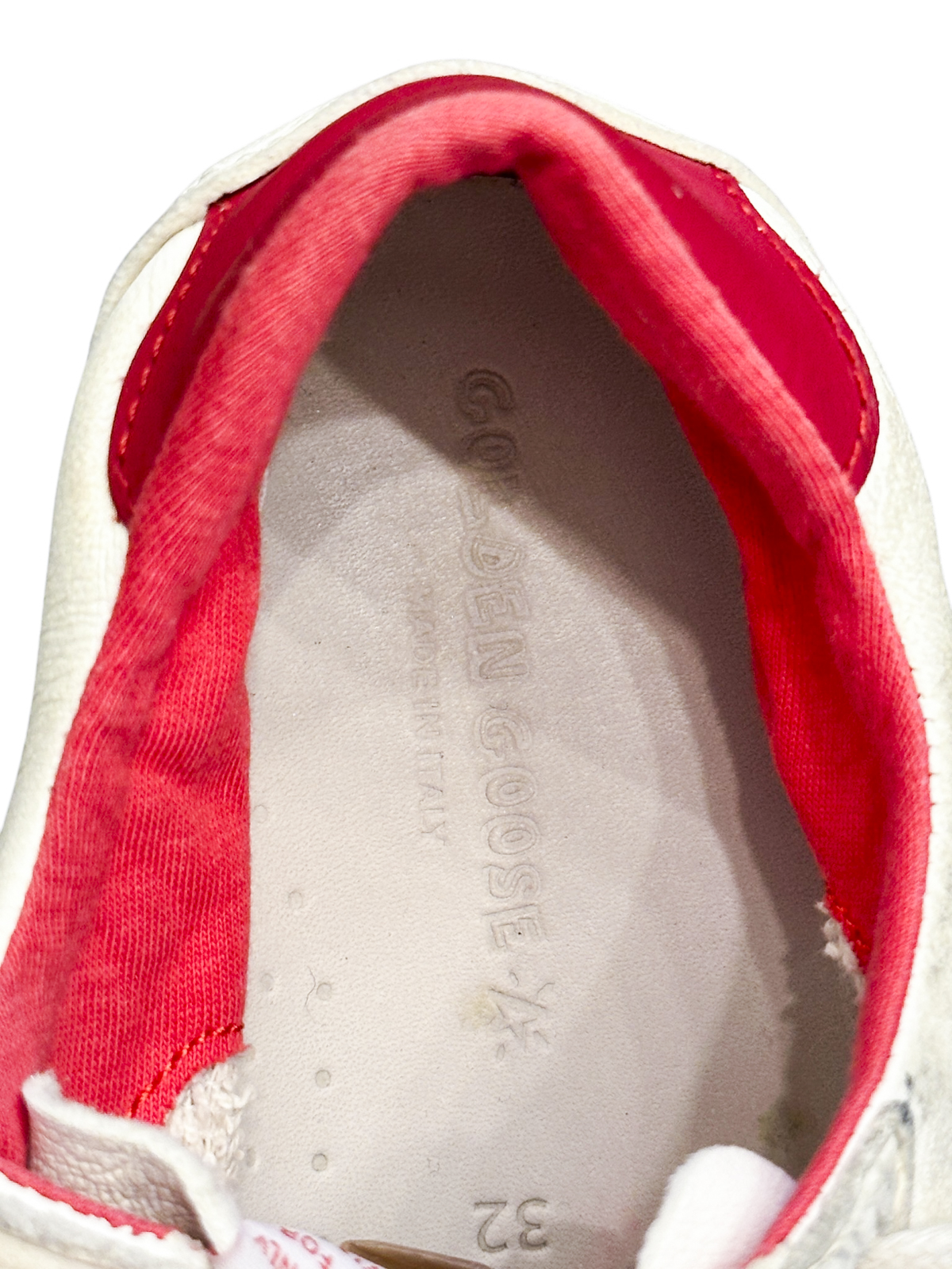 Golden Goose Kids Ball Star Sneakers White Red Leather Shoes EU 32 - Image 8