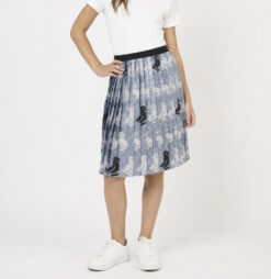 Gucci Girls Metallic Duck Print Jacquard Pleated Skirt Blue Size 10 Italy