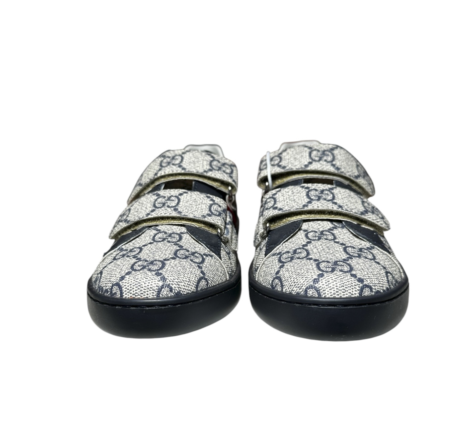 Gucci Kids Teen Ace GG Supreme Blue Gray 3 Strap Sneakers EU 33 NWT - Image 4
