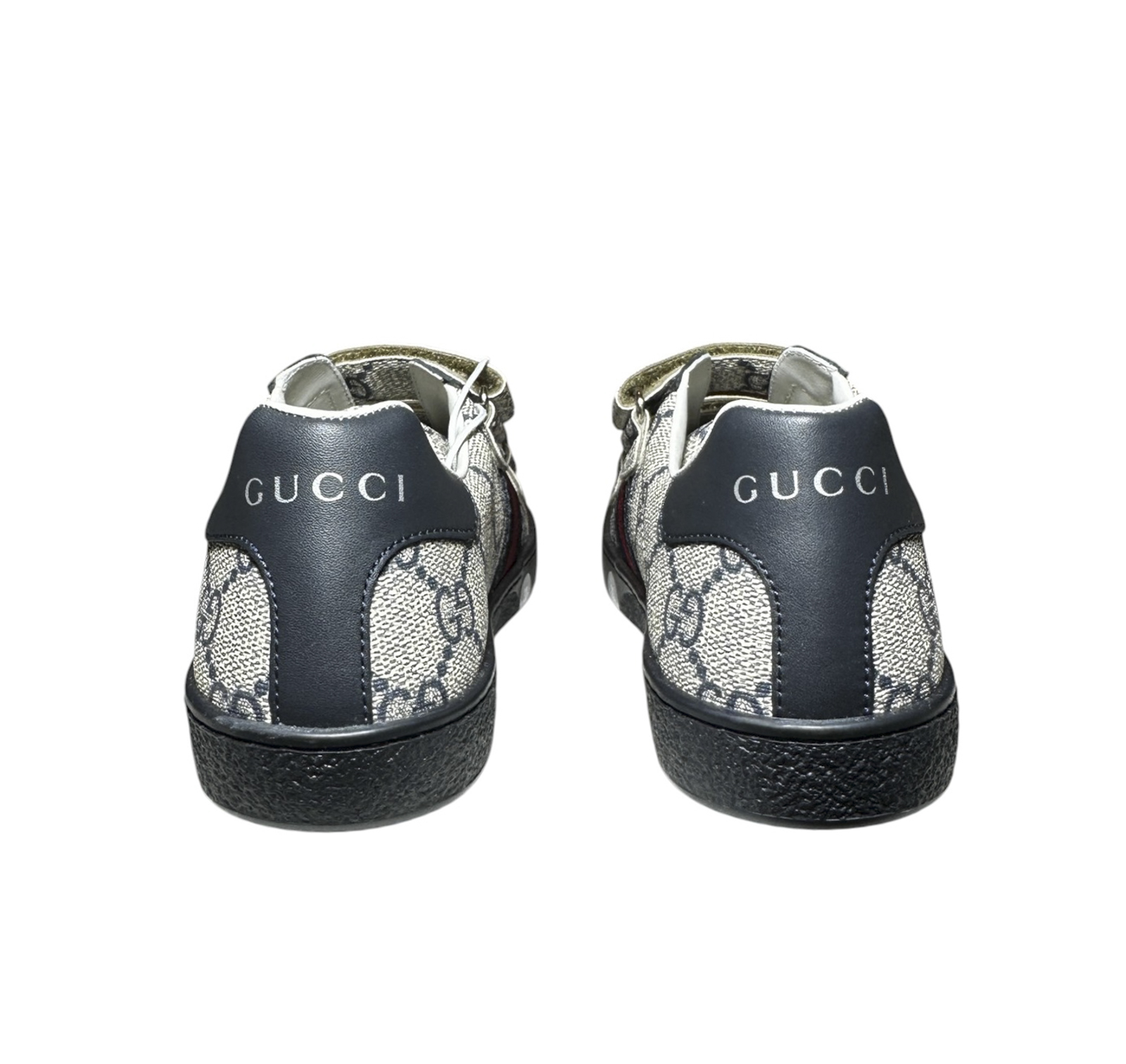Gucci Kids Teen Ace GG Supreme Blue Gray 3 Strap Sneakers EU 33 NWT - Image 5