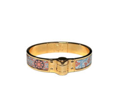 Hermes Charniere Printed Enamel Narrow Hinged Bracelet Rose Gold Plated