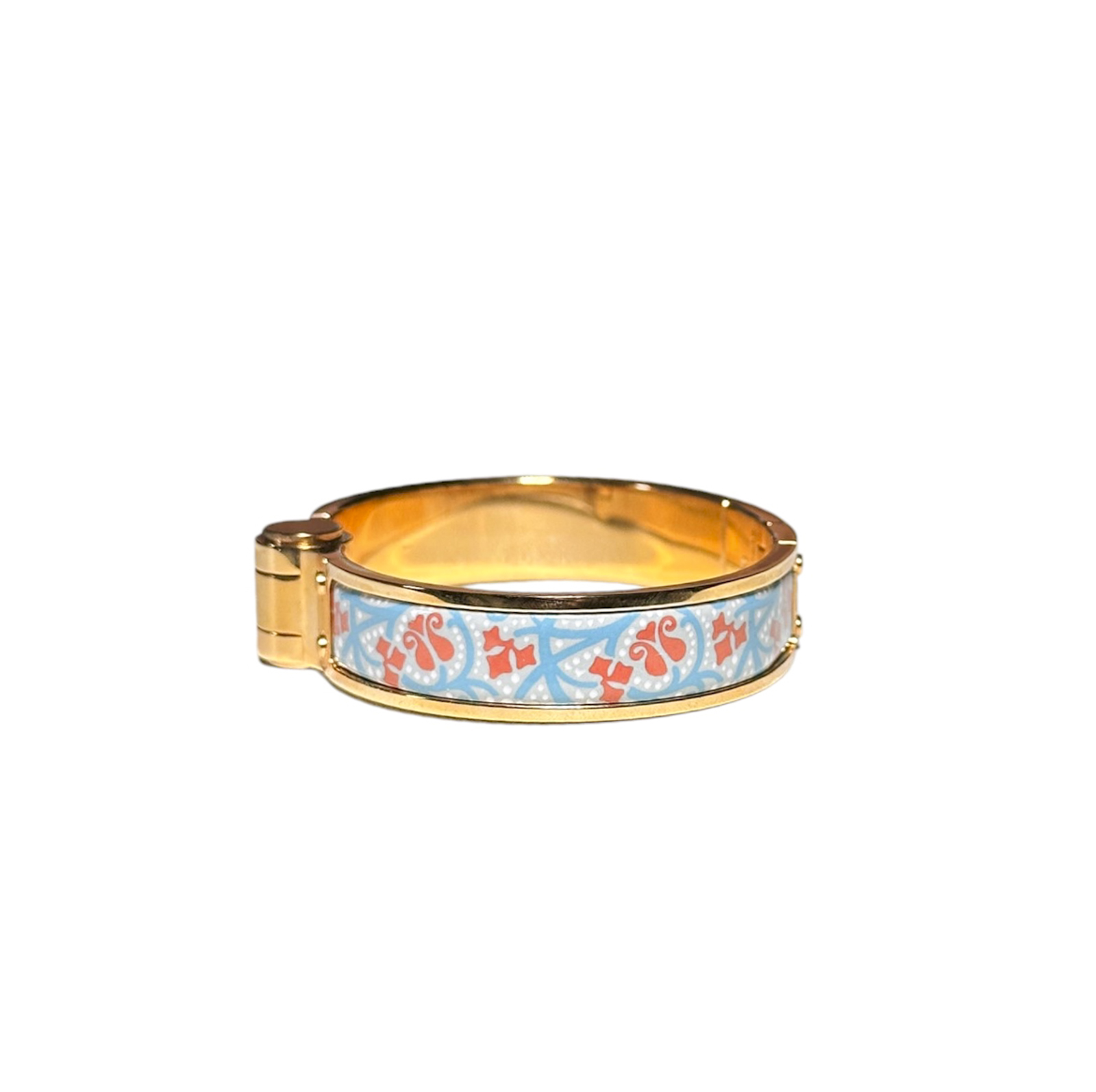 Hermes Charniere Printed Enamel Narrow Hinged Bracelet Rose Gold Plated - Image 3