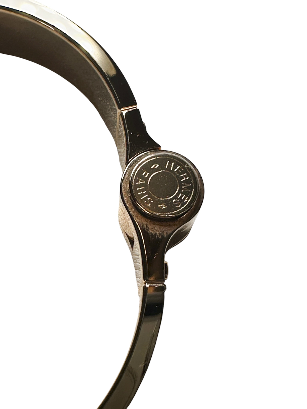Hermes Charniere Printed Enamel Narrow Hinged Bracelet Rose Gold Plated - Image 8