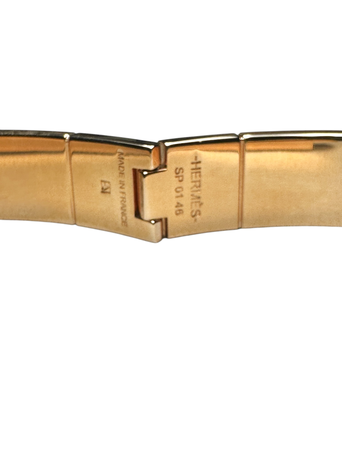 Hermes Charniere Printed Enamel Narrow Hinged Bracelet Rose Gold Plated - Image 7
