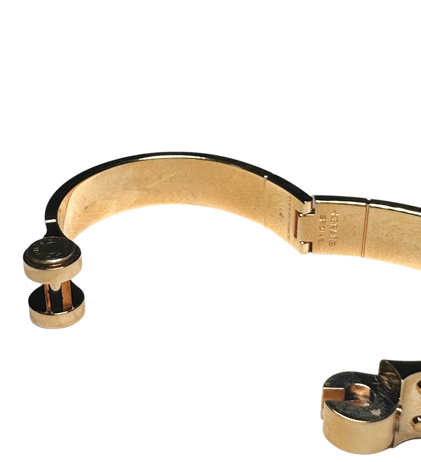 Hermes Charniere Printed Enamel Narrow Hinged Bracelet Rose Gold Plated - Image 5
